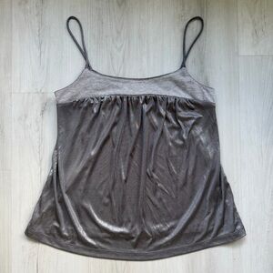 Y2K American Rag Shimmering Gray Silver Tank Top Babydoll Vintage